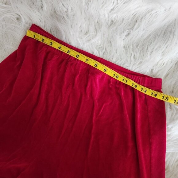 Vintage Womens Slinky Pants Size Large Red Vertical Textured Knit Palazzo Pants - Picture 5 of 9